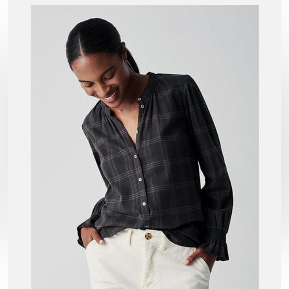 Faherty Harper Top in Aspen Black Plaid-Medium - Picture 2 of 12